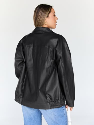 Trendy Queen Womens Leather Jacket, Oversized Going Out & Everyday Statement Piece, Bomber Jacktes Moto Coat Black XS at Amazon Women's Coats Shop