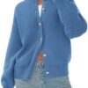 PRETTYGARDEN Cardigan for Women 2026 Fall Fashion Long Sleeve Trendy Button Down Work Office Sweaters Cute Winter Jacket (Grey Blue,Small) at Amazon Women’s Clothing store