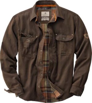 Legendary Whitetails Mens Flannel Lined Shirt Jacket Waxed Cotton Water Resistant Shacket, Tobacco, LRG at Amazon Men’s Clothing store Camouflage Hunting Apparel