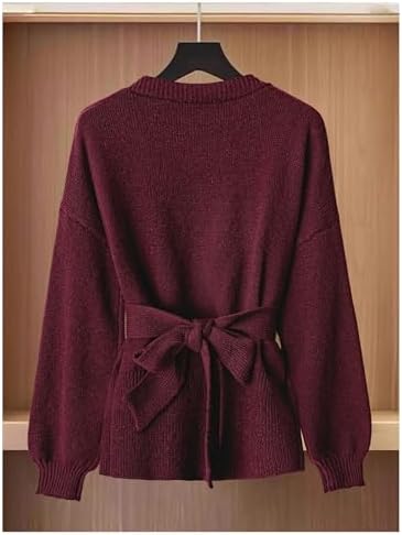 GORGLITTER Women's Wrap Cardigan Deep V Neck Long Sleeve Dressy Sweater Business Casual Outfits Burgundy Large at Amazon Women’s Clothing store
