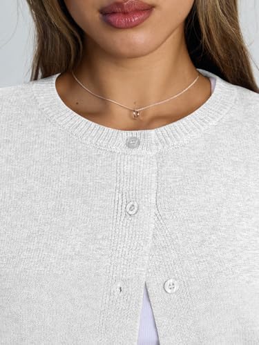 Trendy Queen Cropped Cardigan Sweaters for Women Lightweight Y2k Fall Outfits Spring Fashion Clothes 2026 Grey M at Amazon Women’s Clothing store