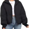 Gihuo Women’s Winter Cropped Puffer Jacket Coat Short Warm Quilted Jacket(Black-M) at Amazon Women's Coats Shop