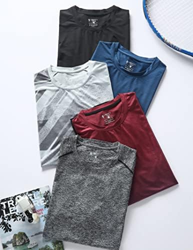 5 Pack Men’s Active Quick Dry Crew Neck T Shirts | Athletic Running Gym Workout Short Sleeve Tee Tops Bulk (Set 3, Large) : Clothing, Shoes & Jewelry
