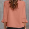 EVALESS Women's 3/4 Sleeve Top, Fashion Casual Ruched V-Neck Business Work Blouse, Office Shirt
