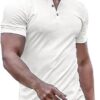 Men's Muscle Slim Fit Henley Shirt, Crew Neck Longline T-Shirt, Button Casual Sports Tee for Gym & Workout