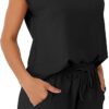 WIHOLL Two Piece Sets for Women Summer Crew Neck Lounge Short Sets Cap Sleeve Drawstring Sweatsuit with Pocket