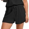 WIHOLL Two Piece Sets for Women Summer Crew Neck Lounge Short Sets Cap Sleeve Drawstring Sweatsuit with Pocket