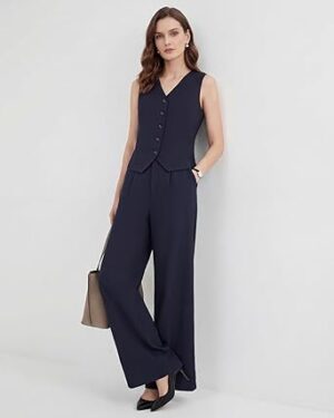 Women's 2-Piece Vest & Pants Set - Wrinkle-Resistant Waistcoat, High-End Business Formal & Casual Trouser Suit