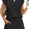 WIHOLL Two Piece Sets for Women Summer Crew Neck Lounge Short Sets Cap Sleeve Drawstring Sweatsuit with Pocket