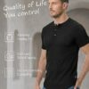 Men's Muscle Slim Fit Henley Shirt, Crew Neck Longline T-Shirt, Button Casual Sports Tee for Gym & Workout