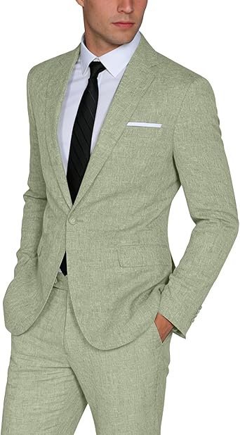 Premium Men's Lightweight Casual Suit 2-Piece Set, Single-breasted Blazer Jacket with Trousers, Ideal for Weddings, Business Events, Dances and Reunions