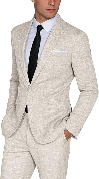 Premium Men's Lightweight Casual Suit 2-Piece Set, Single-breasted Blazer Jacket with Trousers, Ideal for Weddings, Business Events, Dances and Reunions
