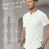 Men's Muscle Slim Fit Henley Shirt, Crew Neck Longline T-Shirt, Button Casual Sports Tee for Gym & Workout