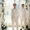 High-end Linen Suit, Men's 2-Piece Slim-fit Outfit, Silver Lightweight Casual Tuxedo with Vest & Pants, for Beach, Summer, Wedding and Groomsmen