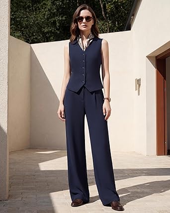 Women's 2-Piece Vest & Pants Set - Wrinkle-Resistant Waistcoat, High-End Business Formal & Casual Trouser Suit