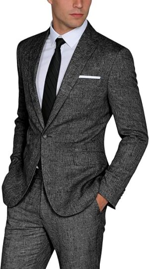 Premium Men's Lightweight Casual Suit 2-Piece Set, Single-breasted Blazer Jacket with Trousers, Ideal for Weddings, Business Events, Dances and Reunions