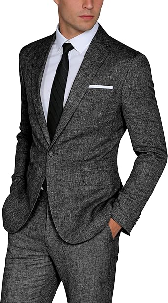 Premium Men's Lightweight Casual Suit 2-Piece Set, Single-breasted Blazer Jacket with Trousers, Ideal for Weddings, Business Events, Dances and Reunions