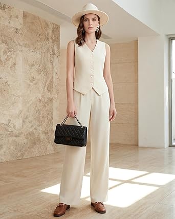 Women's 2-Piece Vest & Pants Set - Wrinkle-Resistant Waistcoat, High-End Business Formal & Casual Trouser Suit