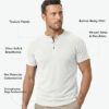 Men's Muscle Slim Fit Henley Shirt, Crew Neck Longline T-Shirt, Button Casual Sports Tee for Gym & Workout