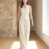 Women's 2-Piece Vest & Pants Set - Wrinkle-Resistant Waistcoat, High-End Business Formal & Casual Trouser Suit