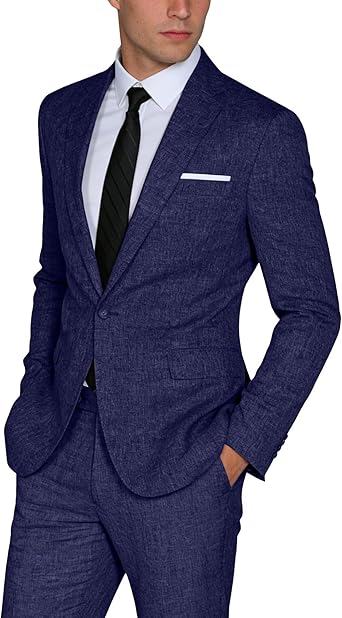 Premium Men's Lightweight Casual Suit 2-Piece Set, Single-breasted Blazer Jacket with Trousers, Ideal for Weddings, Business Events, Dances and Reunions