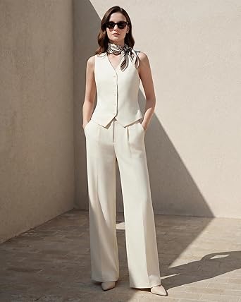 Women's 2-Piece Vest & Pants Set - Wrinkle-Resistant Waistcoat, High-End Business Formal & Casual Trouser Suit