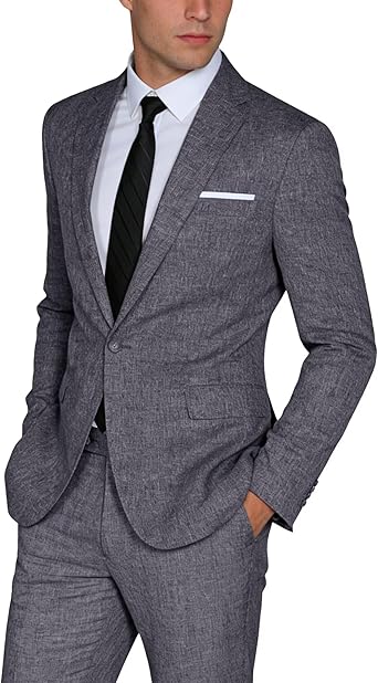 Premium Men's Lightweight Casual Suit 2-Piece Set, Single-breasted Blazer Jacket with Trousers, Ideal for Weddings, Business Events, Dances and Reunions