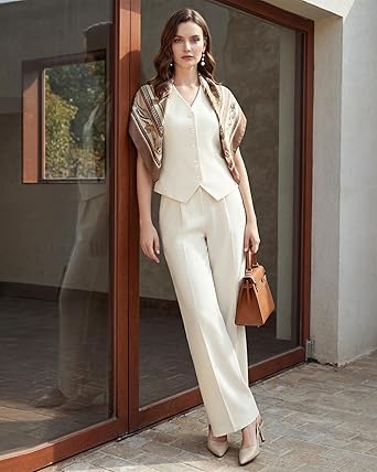 Women's 2-Piece Vest & Pants Set - Wrinkle-Resistant Waistcoat, High-End Business Formal & Casual Trouser Suit