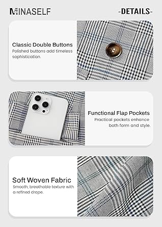 81-Lv3ZtUcL._AC_SY445_ Mina Self Women's 2026 Plaid Houndstooth Coat - Lightweight Fully Lined Button Casual Daily Office Work Jacket with Pockets