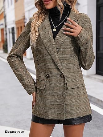 810hAEgW3lL._AC_SY445_ Mina Self Women's 2026 Plaid Houndstooth Coat - Lightweight Fully Lined Button Casual Daily Office Work Jacket with Pockets