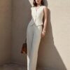 Women's 2-Piece Vest & Pants Set - Wrinkle-Resistant Waistcoat, High-End Business Formal & Casual Trouser Suit