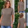 Arach&Cloz Women's Lightweight Wool-Blend Short Sleeve Sweater Top, Business & Casual Style