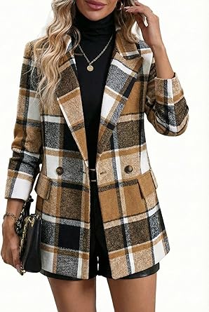 81D72M+xIlL._AC_SY445_ Mina Self Women's 2026 Plaid Houndstooth Coat - Lightweight Fully Lined Button Casual Daily Office Work Jacket with Pockets