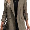 81INtbfM5fL._AC_SY445_ Mina Self Women's 2026 Plaid Houndstooth Coat - Lightweight Fully Lined Button Casual Daily Office Work Jacket with Pockets