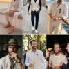High-end Linen Suit, Men's 2-Piece Slim-fit Outfit, Silver Lightweight Casual Tuxedo with Vest & Pants, for Beach, Summer, Wedding and Groomsmen