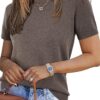 Arach&Cloz Women's Lightweight Wool-Blend Short Sleeve Sweater Top, Business & Casual Style