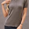 Arach&Cloz Women's Lightweight Wool-Blend Short Sleeve Sweater Top, Business & Casual Style