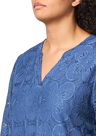 RUMIA Women's Blouse, V-Neck Eyelet Lace Lined Dress Shirt, Sheer Long-Sleeve Embroidered Top, 2025 Fashion