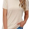 Arach&Cloz Women's Lightweight Wool-Blend Short Sleeve Sweater Top, Business & Casual Style