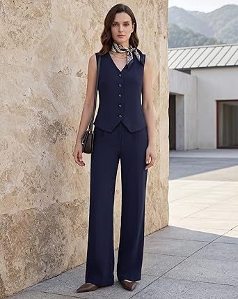 Women's 2-Piece Vest & Pants Set - Wrinkle-Resistant Waistcoat, High-End Business Formal & Casual Trouser Suit