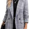 81ofo-LS8rL._AC_SY445_ Mina Self Women's 2026 Plaid Houndstooth Coat - Lightweight Fully Lined Button Casual Daily Office Work Jacket with Pockets