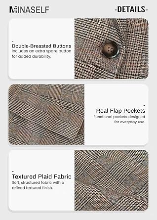 81pul8VyWKL._AC_SY445_ Mina Self Women's 2026 Plaid Houndstooth Coat - Lightweight Fully Lined Button Casual Daily Office Work Jacket with Pockets