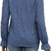 RUMIA Women's Blouse, V-Neck Eyelet Lace Lined Dress Shirt, Sheer Long-Sleeve Embroidered Top, 2025 Fashion